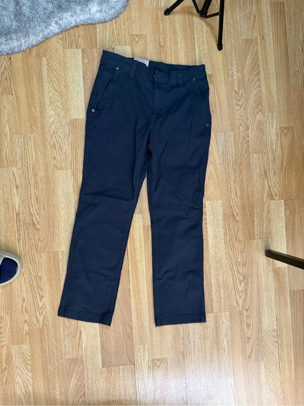 Eddie Bauer Navy Straight-Leg Chinos